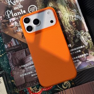 Luxury Kevlar Carbon Fiber Texture Phone Case for iPhone 13 14 15 16 17 Pro Max Plus For Magsafe Magnetic Hard PC Bumper Cover
