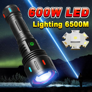 White Laser flashlight super bright torch light powerful flashlights heavy duty Long range Spotlight camping Lantern zoomable flashlight waterproof flashlight 100000 lumens emergency light Rechargeable work light led touch light 18650 flashlight powerbank