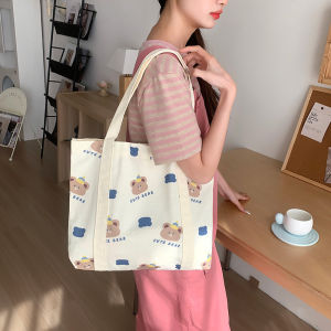 Large Capacity Canvas Shoulder Bag Womens Simple Fashion Underarm Bag for Class Commuting Tutoring Soft Breathable Casual