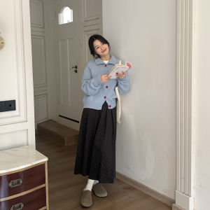 imimtuan | Chân Váy Midi Xòe Phối Chấm Bi Cao Waist