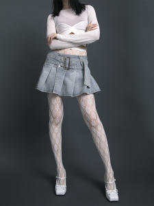 SS2L ฤดูใบไม้ผลิฤดูร้อนดอกไม้สีขาวลูกไม้ Pantyhose ผู้หญิงเซ็กซี่ตาข่ายชุดชั้นใน Spandex บางส่วนสําหรับขา Shaping