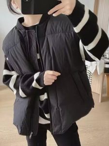 2025 New Womens down Cotton Jacket Vest Thickened Warmth Resistant Loose Fit Fashionable Commute Style Zipper Closure Solid Color