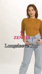 Zeneya Atasya Long Sleeve Top For Woman Women Double Lining Cotton Plain Slim Fit Longsleeve Black Caramel Clay Olive Green White Tops Office Casual Wear Freesize Free Size