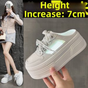 DINGMUYI | Breathable Height Increase Womens Slip-on White Board Shoes