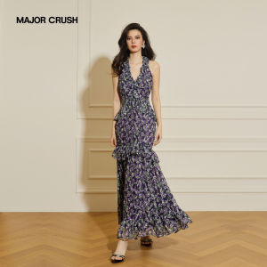 Vintage Floral Fitted Romantic Halter Neck Dress