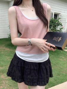 Womens Summer Casual Wide Strap Tank Top Sleeveless Outerwear Loose Fit Fashion Polyester Blend Wool Blend Vest T-Shirt