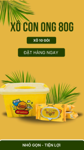 Combo 10 gói khăn ướt con ong kèm thùng tiện lợi thùng cứng có thể đựng đồ