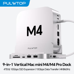 PULWTOP Mac mini M4 Dock with HDMI 4K & M.2 SSD USB A/C 10Gbps USB A 2.0 Audio SD/TF for Mac mini M6 M5 Pro M4/M4 Pro