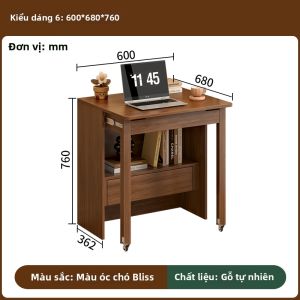 JIALANGE | Bàn Gấp Gỗ Cứng Có Kệ Sách