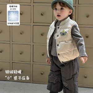 เสื้อกั๊กขนเป็ดฤดูหนาวสำหรับเด็กชาย อบอุ่น น้ำหนักเบา น่ารัก เสื้อกั๊กผู้ชาย แขนกุด ผ้าฝ้ายผสม ขนเป็ด 3 ขวบ ระดับ a