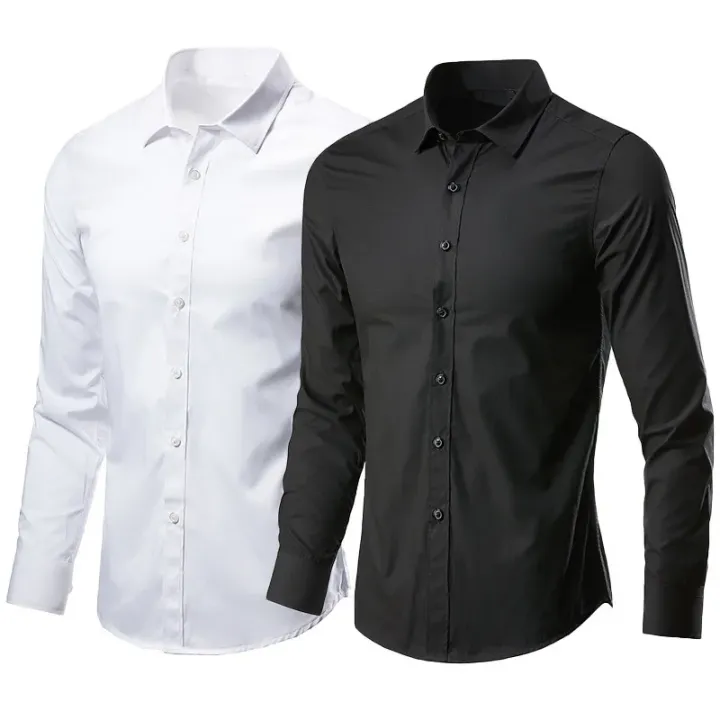 Men's Long Sleeve White Shirt Casual Business Professional Fitting