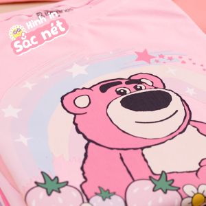 Váy bé gái mùa thu tay dài Gấu dâu Lotso BOMINES dễ thương thun cotton cho bé gái 3- 12 tuổi 12- 36k DTDLOTSO