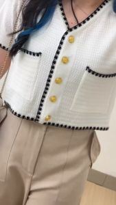 3602 masrya knit monochrome blouse import cardi