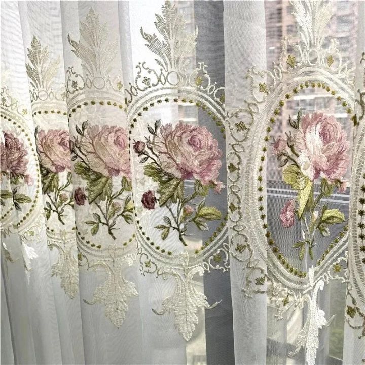 popxstar French  Elegant White Embroidery Ruffle Tulle Curtains with Valance For Girls Bedroom Living Room Sheer Drapes Rideaux Voilage