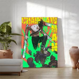 Bandai | Chainsaw Man Poster Print For Bedroom Living Room Home Decor Japanese Anime Manga Denji Wall Art Cartoon Canvas Painting