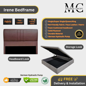 Mattress Concept Irene Storage Bedframe Pet Friendly Fabric/FauxLeather/Fabric All Size Available