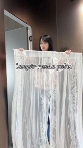 YANYANGTIAN Elegant French Lace Privacy Door Curtain with Telescopic Rod