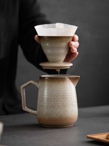 Bình Cà Phê Gốm Sứ Bộ Lọc Ấm Pha Tay Nhỏ Giọt V60 Gốm Thô Lò Biến Đổi Cốc Lọc Cà Phê Kiểu Mỹ