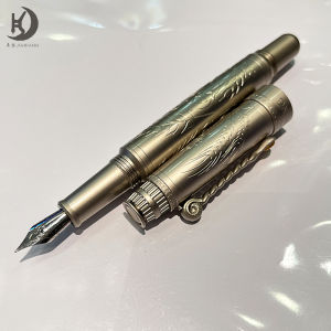 Back to school gift Luxury Fountain Pen (Medium) Stunning Heavy Brass Pen Hand Brushed Copper Finish  Converter Best Writing