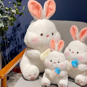 พร้อมส่งตุ๊กตาของเล่น plushie miniso45/65cm ของเล่นเด็กสําหรับสาว  อินเทอร์เน็ตดาราขวดนมตุ๊กตากระต่ายตุ๊กตาของเล่นกระต่ายน้อยสีขาวหมอนของ