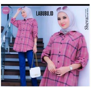 Blus kemeja wanita kekinian/Blus kemeja kotak LD 120