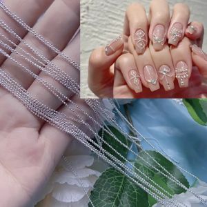 0.8mm Chuỗi Hạt Gói 50CM Màu Bạc Vàng Hồng Móng Tay Nghệ Thuật Phong Cách Nhật Bản Kim Loại Siêu Mịn Trang Trí DIY Phụ Kiện