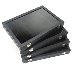 Black Velvet Glass Jewelry Box Necklace Ring Bracelet Pendant Display Case Storage Organizer for Fashion Accessories