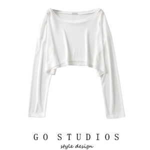 Street สไตล์ Hip Hop Jazz Dance เสื้อยืดแขนสั้นผู้หญิงหลวม Fit แขนยาวป้องกันแสงแดด Crewneck ฤดูใบไม้ร่วง