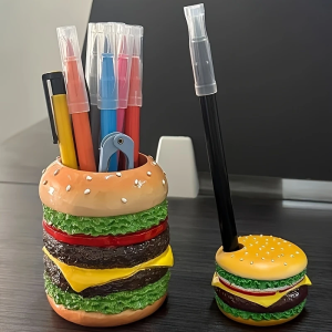 Miniso Delicious Burger Pen Holder Cute Burger Pen Holder Bedroom Desk Decoration Storage Organizing Pen Holder Gift for Friends