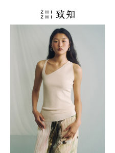 ZhiZhi Knitted Vest Womens Slim Fit Summer Vacation Style Breathable Black Simple Design Spring Season Shoulder Strap Vest