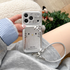 Sanrio | Silver Skin KT Three Dimensional Bow Phone Case 3D Shockproof Phone Covers for iPhone 17 16 15 14 Pro Max Shockproof Soft Cover