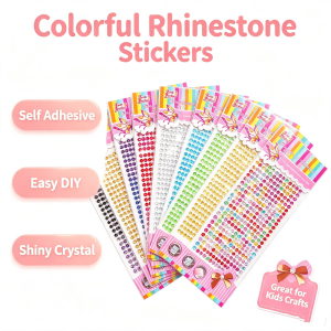 345/437 Acrylic Self Adhesive Rhinestone Sticker Colorful Crystal Gem Diamond Sticker Sheet Bling Craft Stickers for Kids DIY