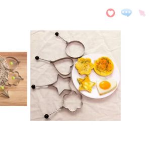 1-4Pcs Stainless Steel Egg Ring Mold With Handle Heart Pancake Machine Breakfast Grilled Omelette Cooking Tool Kitchen Supplies