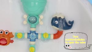 Baby splashing DIY toys Boys and girls bath toys Bathtub toys Suitable for 3 4 5 years old children toddler bath wall toys waterfall fill rotation and flow non-toxic birthday gift creative color box