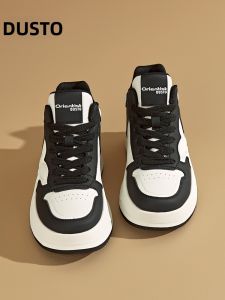 DUSTO | Thick Sole White Sneakers Fashion Flat Lace-Up Round Toe Shoes