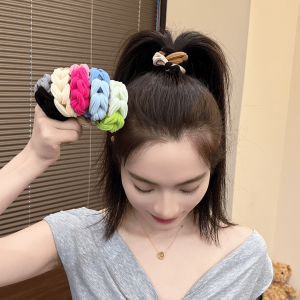 Colorful Thickened High Elasticity Braided Hair Ties Korean Style Durable Non-damaging Butterfly Knot Head Ropes for Women