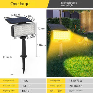 Solar Landscape Spotlight 108LED Lampu Solar Waterproof Solar Lamp Outdoor Lighting for Garden Pathway Wall Lawn 太阳能射灯  LED Solar Lawn Lamp/Wall Lamp 4.5W Light Sensor Solar Lights Outdoor Waterproof Adjustable 6000K for Garden Park Lawn Wall