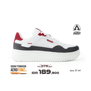 Aerostreet 37-44 Maximo Putih Abu Tua Merah - Sepatu Sneakers Casual