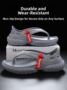 Wear-Resistant Mens Summer Thong Slippers Thick Bottom Anti-Slip Beach Outdoor Driving Sandals Easy to Wear Casual Slip-On Shoes