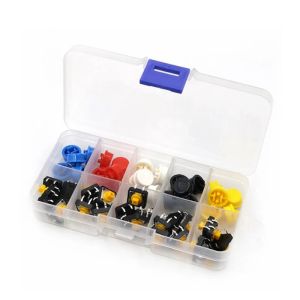 25 Bộ 12*12*7.3MM Xúc Giác Nút Ấn Công Tắc Bộ Công Tắc Vi Mô Tạm Thời Có Nắp Tròn 5 Màu Cho Các Dự Án Arduino