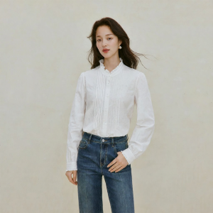 INMAN | French Royal Style Floral Lace Stand Collar Long Sleeve Vintage Womens Shirt