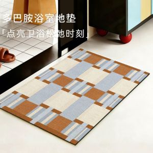 VIKAMA Vintage Nhiều Màu Chắp Vá Ca Rô Thảm Chùi Chân Mềm Bùn Tảo Diatom Thảm Chống Trơn Trượt Nhanh Khô Thấm Hút Trong Nhà Trang Trí Nhà Thảm