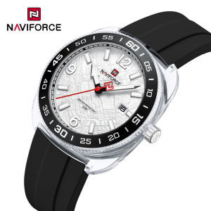 NAVIFORCE Original Mens Quartz Calendar Watch Simple Dial Silicone Strap Luminous Hands 50m Waterproof Brand New Mens Casual Fashion Watches NF7132