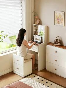 ZUNTONGGE | Bàn Trang Điểm Gỗ Nhỏ Có Kệ Lưu Trữ 40cm