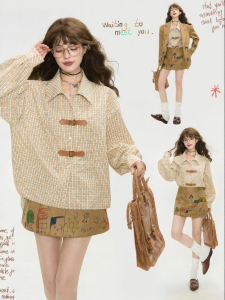 KEIKO | Plaid Vintage Flared Sleeve Casual Long Sleeve Shirt