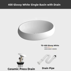 Beige Oval Ceramic Above-Counter Sink