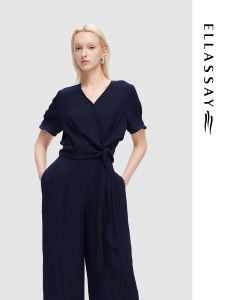 Stylish Versatile Slim Fit Shirt for Women ELLASSAY Commuter Series Fall Winter New Arrival Button Detail V-Neck Short Sleeve