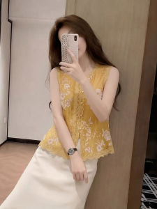 HUANJI | Plus Size Simple V-Neck Tie Strap Sleeveless Slimming Shirt