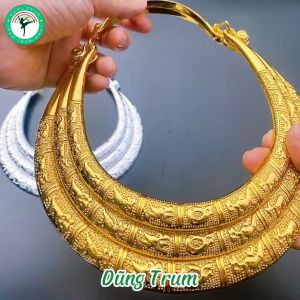 Kiềng 3 tầng hầu đồng vòng cổ dân tộc 3 tầng sáng đẹp DT014