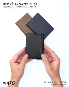 Bóp Ví Da Nam MORI Da Bò Thật Cao Cấp Đựng Thẻ Đứng Gập Đôi Bền Đẹp Sang Màu Đen Xanh Navy Nâu Nhỏ Gọn Nữ NATO